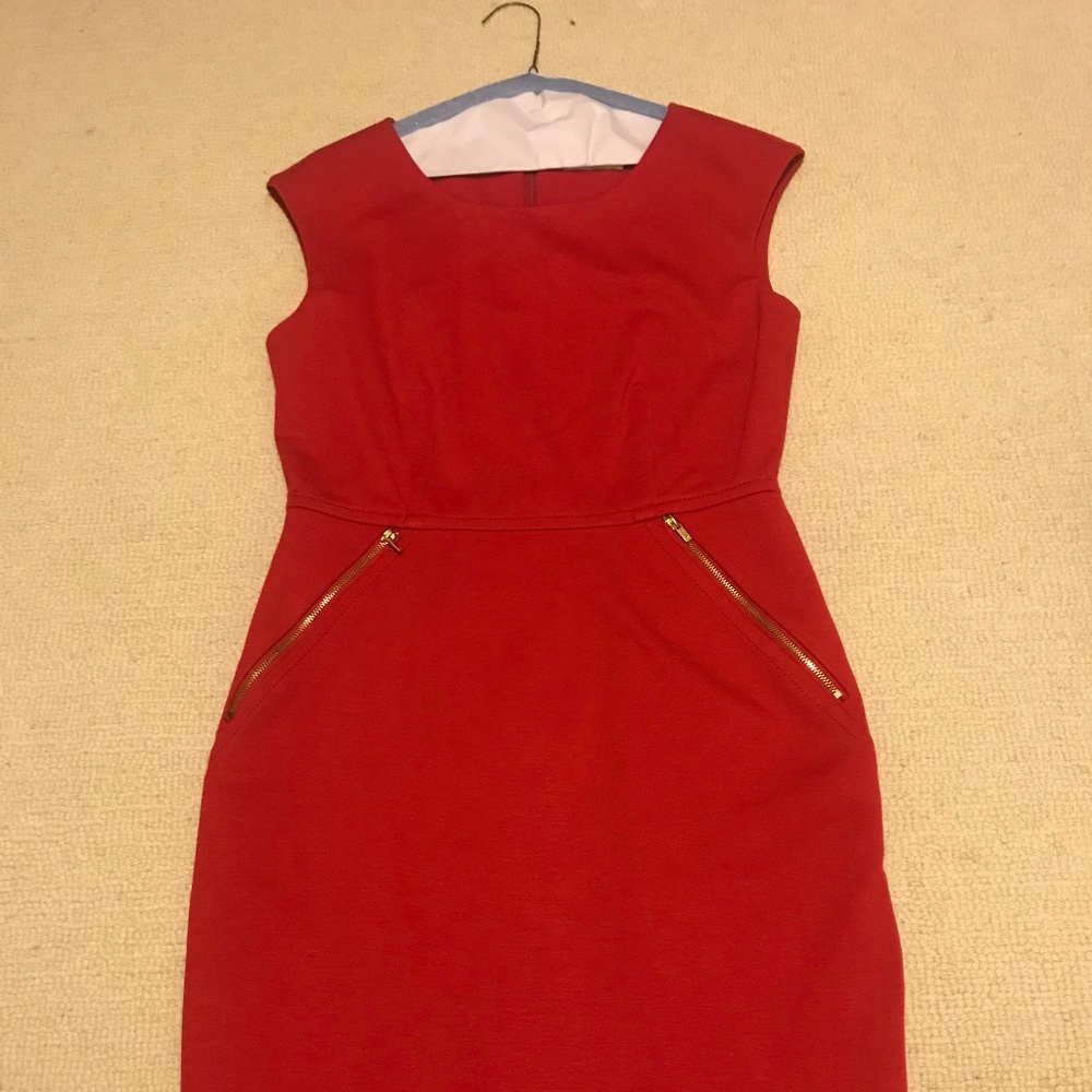 Red Calvin Klein Knee Length Red Dress